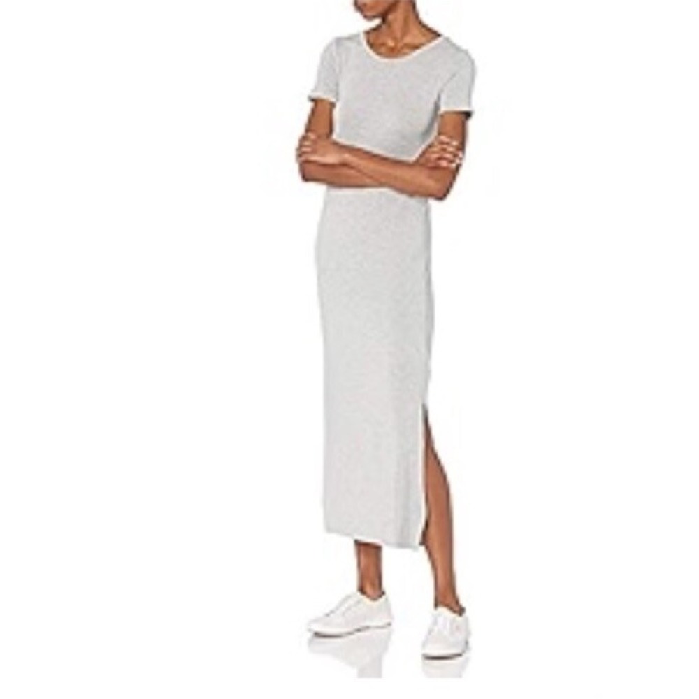 New Anthropologie Daily Ritual Heather Gray Short-Sleeve Crewneck Maxi Dress XS